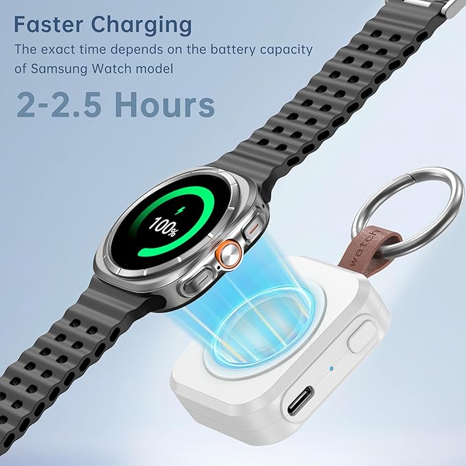 for Samsung Galaxy Watch Charger,1200mAh Portable Charger for Samsung Galaxy Watch 8/8 Classic/7/Ultra/6/6 Classic/5/5 Pro/4/3,Active 2/1 (White)