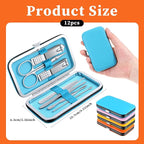 12 Set Bulk Manicure Kit Nail Set Stainless Steel Pedicure Professional Nail Care Kit with Stainless Steel Tools Portable Grooming with Travel Case, Gift for Men Women (4 color,8 in 1)