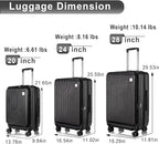Luggage Sets 3 Piece, ABS Lightweight 20in/24in/28in Luggage, Expandable Carry On Suitcase Set with TSA Lock & Double Wheels, Front Open Hardshell Luggage Sets (Black)