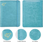 WALNEW Passport Holder for Travel, RFID Passport Cover Wallet for Women Men, PU Leather Passport Book Card Holder Case with Pen (Elastic Band Closure, C-Blue)