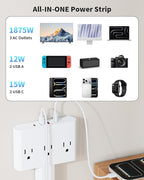 Outlet Extender Stick with 360° Swivel, Wall Plug Power Socket with 3 Outlets & 4 USB Ports(2 USB C), Extends 16"-26", Access Hard-to-Reach Outlets, Use Behind Couches, Nightstands, Desks, and More
