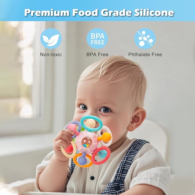 Baby Montessori Sensory Toys for 0-6 6-12 Months, Baby Teether Teething Toys for Babies 0 3 6 9 12 18 Months, Newborn Infant Learning Developmental Toys Gifts for 1 2 Year Old Boys Girls