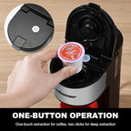 Ranbomer K Cup Coffee Maker, Single Serve coffee machine or Ground Coffee Machine 2 in 1, 6 to 14 Oz Brew Sizes, Mini One Cup Coffee Maker with Self cleaning Function, Fits Travel Mug Black