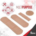 Thrive Fabric Adhesive Bandages Variety Pack - Zipper Pouch for Travel First Aid Kit - Waterproof & Latex-Free for Camping First Aid Kit - Multi-Size Strips for Medkit - Pack of 305, Red