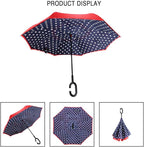 MRTLLOA 40/49/56 Inch Oversize Windproof Inverted Reverse Upside Down Umbrella, Golf Size Rain Umbrella, Double Layer, C-Shaped Handle for Men, Women and Kids