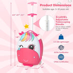 Goplus Kids Luggage, 16’’ Carry on Suitcase with LED Wheels, Waterproof Hard Shell, Lightweight Rolling Luggage for Travel, Birthday Christmas Gifts for Toddlers, Children, Boys, Girls (Pink)