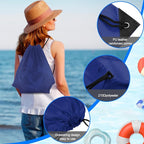 PLULON 2Pcs Drawstring Bags Bulk Navy Blue Drawstring Backpack String Backpack Cinch Sack Sport Gym Backpack Bags for Yoga Traveling Outdoor Sports