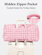 Quilted Travel Duffle Bag for Women Medium Weekender Bag Puffer Overnight Bag Large Soft Puffy Duffel Bag Carry-On Gym Bag Lightweight Personal Item Travel Bag for Trips Business Sport Airplane