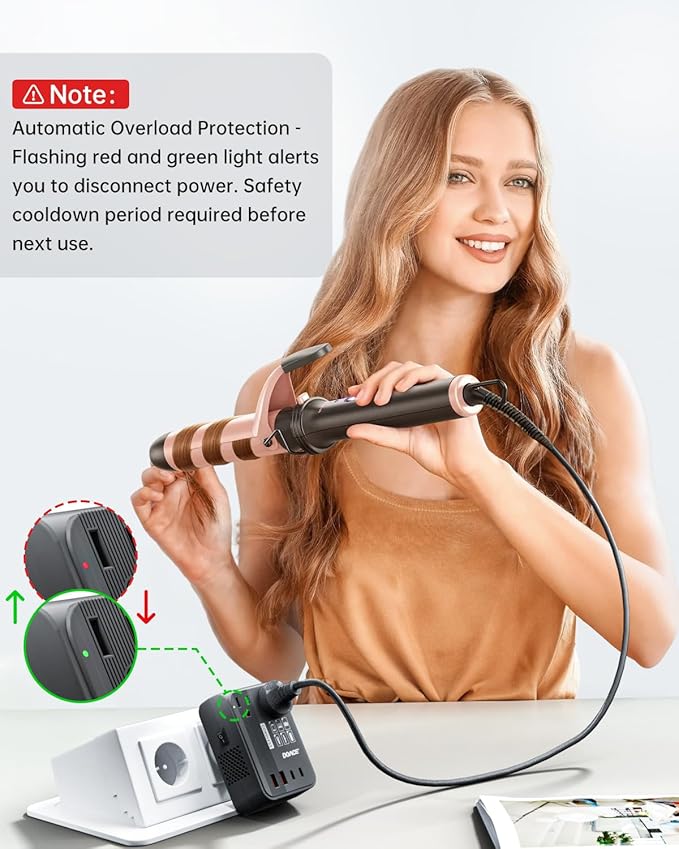 DOACE 220V to 110V Converter 350W Voltage Converter US to Europe for Hair Straightener/Curling Iron Converter for European Travel with 4-Port USB Charging and UK/AU/US/EU Worldwide Plug Adapter