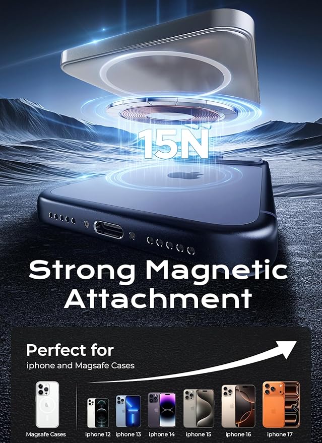 Aobbow Magnetic Portable Charger, 5000mAh Ultra Slim Power Bank, 15W Fast Charging for Magsafe Battery Pack, Travel Essential Wireless Charger Compatible with iPhone 17/16/15 Series - Space Gray