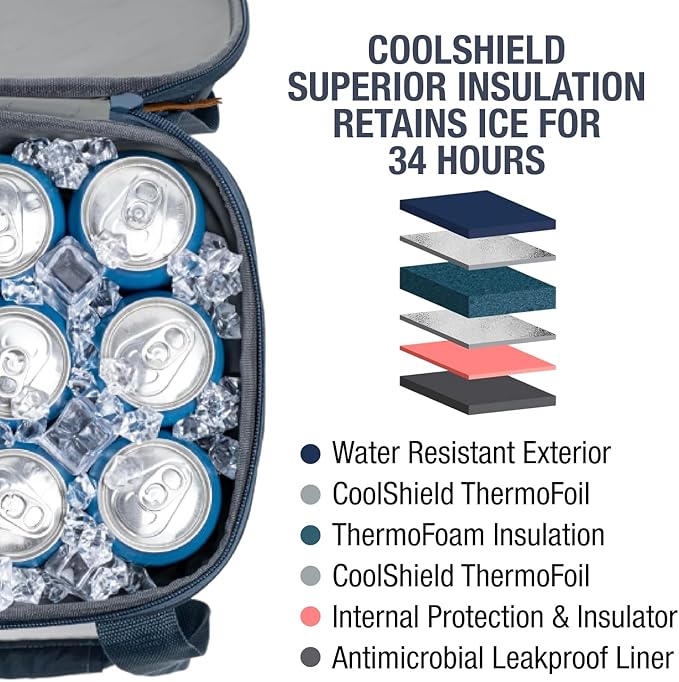 CleverMade Pacifica Collapsible Cooler Bag – Small Portable Cooler Bag for Travel, Foldable Insulated Cooler for Beach, Picnic & Road Trips, Holds Up to 18 Cans, Leakproof Soft Carry Cooler - Ocean
