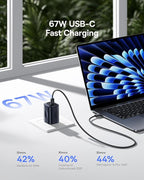 Baseus Portable Charger with Built in Cable, 100W Laptop Power Bank 20000mAh Bundle with PICOGO 67W USB C Charger, Smallest 3 Port Fast Charging Block with Foldable Plug