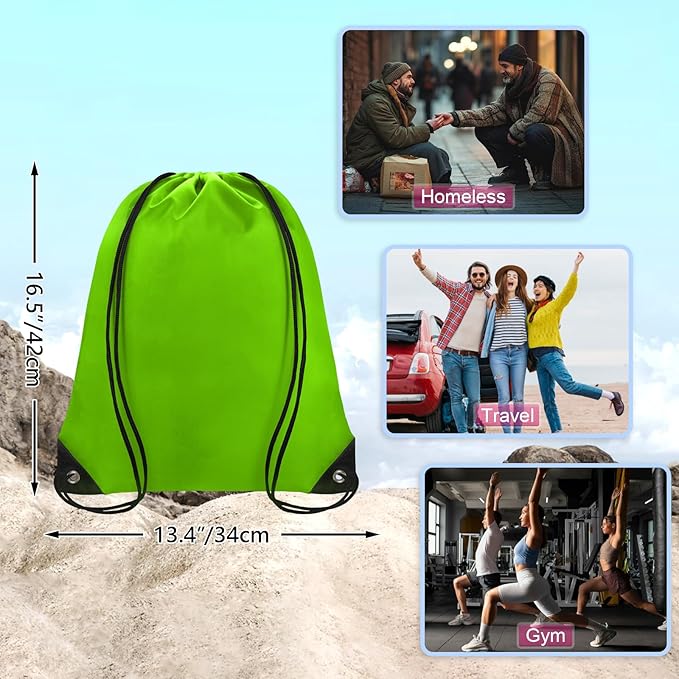 Grneric Drawstring Bags Bulk 14 Pcs Drawstring Backpack Bulk Cinch Bag Sackpack for Men Women Gym (Green)