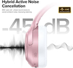 Hybrid Active Noise Cancelling Headphones 120H Long Playtime, 6 ENC Mic, Wireless Over-Ear Bluetooth 6.0 Headphones, Hi-Res Audio, Memory Foam Earcup, Transparency Mode ANC Headphone for Travel Office