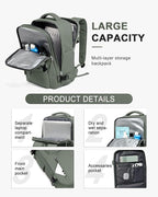 WONHOX Large Travel Backpack Carry on Flight Approved Laptop Work Business Backpack for Women Men Mochila de Viaje