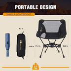 MOON LENCE Portable Camping Chair Backpacking Chair - The 4th Generation Ultralight Folding Chair - Compact, Lightweight Foldable Chairs for Hiking Mountaineering, Beach (Black-1Pack (Glod-Logo))