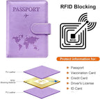 Eoehro Passport Holder for Travel Essentials, Passport Wallet Cover Case for Travel Must Haves Accessories,Passport Book Holders for Women and Men(Light Purple)