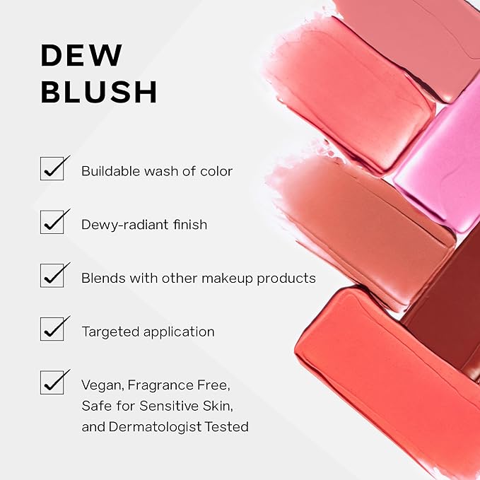 Saie Mini Dew Liquid Blush for Cheeks - Hydrating Cream Blush Stick with a Blendable + Buildable Formula - Skincare Infused Dewy Cheek Tint for a Natural Flush - Clean, Vegan Makeup - Sweetie (.24 oz)