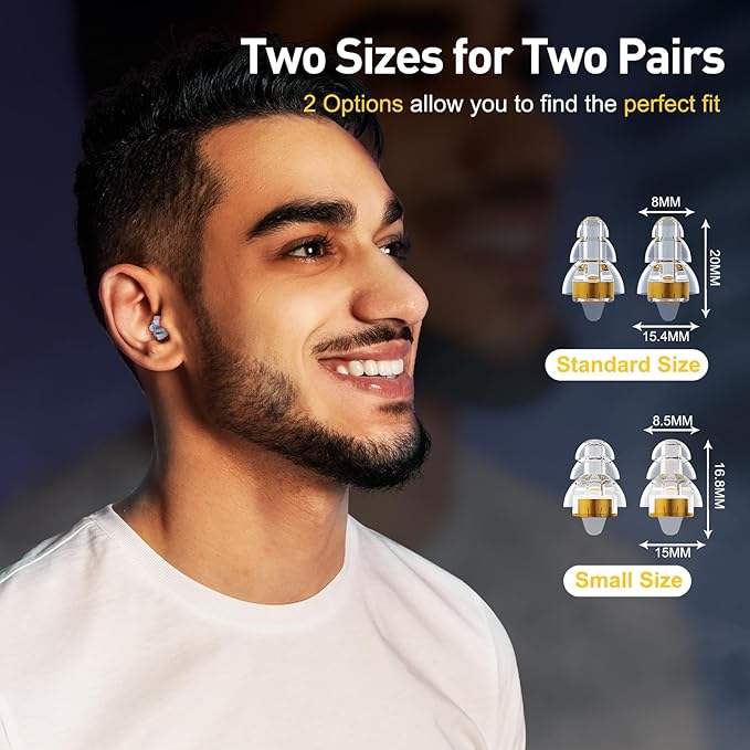Reure High Fidelity Concert Ear Plugs, Noise Cancelling Silicone Ear Plugs 2 Pairs Great for Concerts Loud Music, Musicians, Motorcycles, Airplanes, Raves, Hearing Protection -23 dB