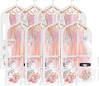 Univivi Clear PVC Dance Costume Garment Bag 40 Inch Hanging Garment Bag for Dance for Kids, with 4 Medium Clear Zipper Pockets and 1 Large Back Zippered Pocket (8 Pack)