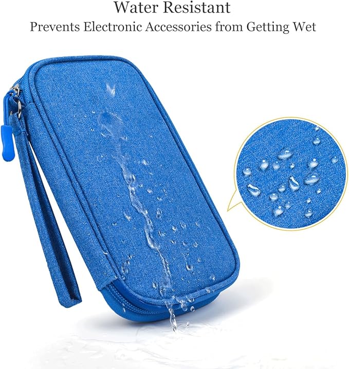 CAAORDKSO Travel Cord Organizer - Electronics Organizer Case, Cable Organizer Bag Pouch Waterproof Portable Accessories Case for Cord, Charger, Phone, Power Bank, Earphone (Blue)