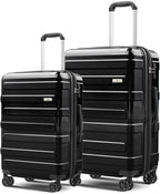 Tolino Luggage 2 Piece（20in/24inch Expandable Luggage Hardshell PC+ABS Leopard Suitcase with Spinner Wheels TSA Lock, Lightweight Rolling Suitcase for Women
