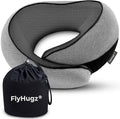 FlyHugz® Neck Travel Pillow Memory Foam Neck Pillow for Comfort on Airplane Compact and Ergonomic Design for Travel, Car Rides, and Home Use Ideal for Adults and Kids.