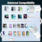 90W Car Charger USB C Fast Charge for iPhone 17 Pro Max/Air/17e/16 Plus/16e/15/iPad/MacBook Neo Phone Automobile Accessories, 2 Pack Dual 45W USBC Port Cigarette Lighter Adapter with 3.3FT Type C Cord