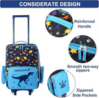 VASCHY Kids Luggage for Boys, Cute Rolling Travel Carry on Suitcase for Toddlers/Children with Wheels 18inch Dinosaur