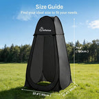 Wolfwise Pop Up Shower Tent for Camping, Portable Instant Changing Tent with Ventilation Window & Carry Bag, Privacy Bathroom Toilet for Beach & Outdoor, Standard, Dark Black