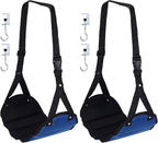 PATIKIL Airplane Footrest, 2 Pack Adjustable Foot Hammock with Hooks Foldable Memory Foam Footstool to Relax Feet Long Flight Airplane Travel Essentials for Under Office Desk, Dark Blue