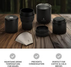 VSSL - Nest Pour Over Coffee Kit | Coffee Maker for Camping | All-In-One Travel Pour Over | Transportable Dripper, Two 10oz Stainless Steel Travel Mugs | Compact Storage & Adventure Ready | Black