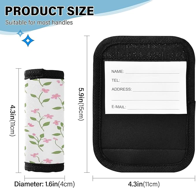 Qilmy Fresh Style Floral Fragments Luggage Handle Wrap 2Pack Luggage Identifiers Tag Comfort Handle Grips Cover for Stroller Suitcase Bag Airplane Travel Accessories1511