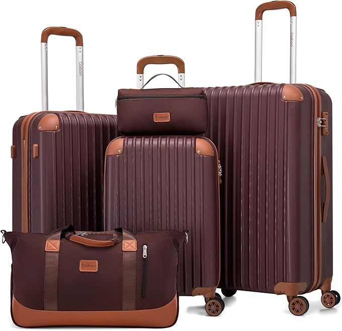 Cosbarn Luggage Sets 5 Piece Suitcases with Wheels, Suitcase Set ABS Hard Case Luggage with TSA Lock Spinner Wheels Durable Travel Luggage