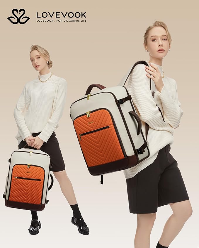 LOVEVOOK Large Travel Backpack for Women, TSA Carry on Backpack for Airplanes, 40L Personal Item Travel Bag for Women fits 17" Laptop,Waterproof Carry on Bag Airplane Approved with 3 Packing Cubes