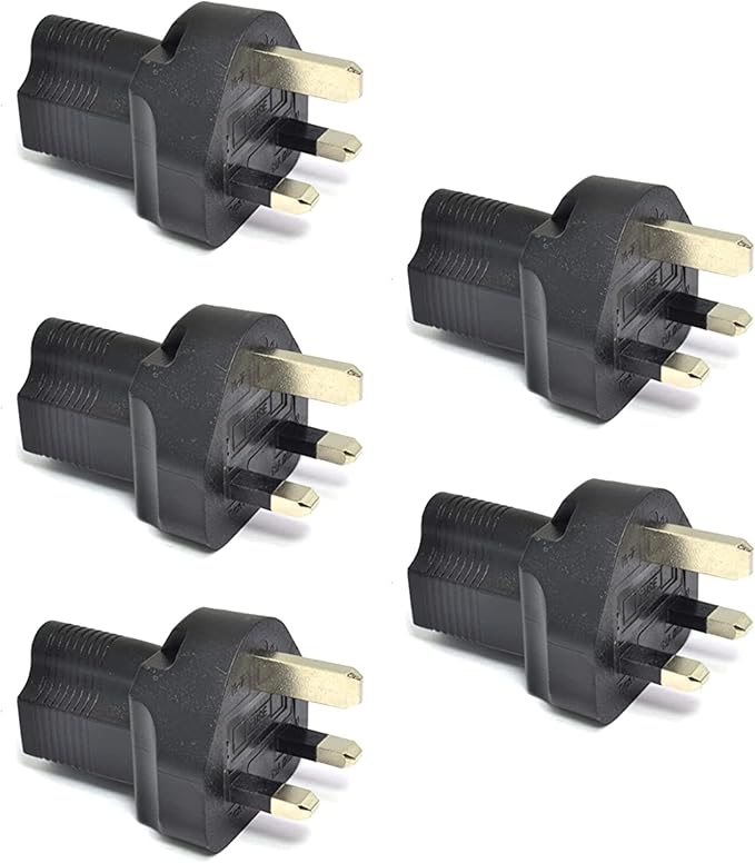 Ceptics UK, UAE, Hong Kong BS-1363 Travel Power Plug Adapter Accepts NEMA 5-15R - ETL Certified - Industrial Grade (IG-7-5PK)