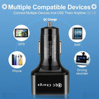 Amiss Car Charger Adapter, 6 USB Multi Port, Fast Charger, Include QC 3.0 and 5 Other Ports, Car Interior Accessories, Fit for iPhone 17/16/15/14/13Pro Max, Samsung, Android (Bright Black)
