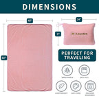 K.Garden Travel Cooling Blanket and Pillow- Soft 2 in 1 Airplane Compact Flight Essentials Car Pillow Travelers Gifts Accessories Compact Pack Blanket for Any Travel with Luggage Backpack Strap,Pink