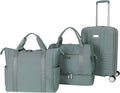 Jessica Simpson Countryside 3-Piece Set (21", Tote & Weekender) Expandable 8-Wheel Spinner Large Checked Luggage Suitcase, Chinois Green