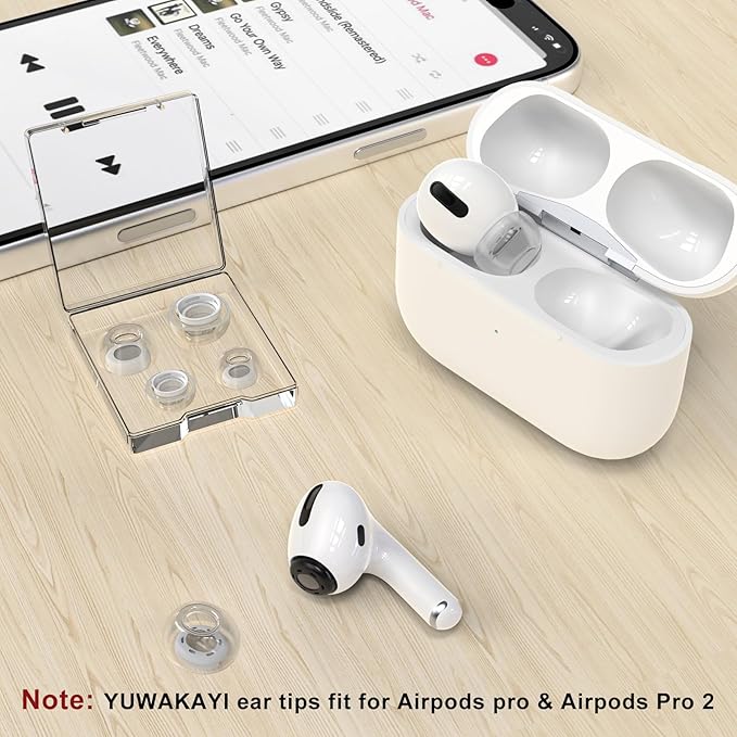 3 Pairs Replacement Ear Tips for AirPods Pro and 2nd Generation with Noise Reduction Hole, Silicone Ear Tips for AirPods Pro with Portable Storage Box and Fits in Charging Case (S/M/L, Clear)