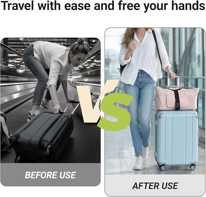 3 PCS Luggage Straps, for Suitcases TSA Approved Adjustable Luggage Connector Straps，with Elastic Thick Rope for Connecting Suitcases and Bags Stably with Strap Buckle and Bottle Buckle Clip, Black
