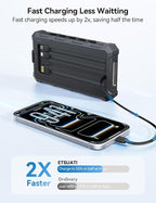 Solar-Charger-Power-Bank - 20000mah Solar Powered Battery Charger Cell Phone,20W Fast Charging Built in Cables,Camping Essentials Portable External Battery Pack Compatible with Multiple Devices
