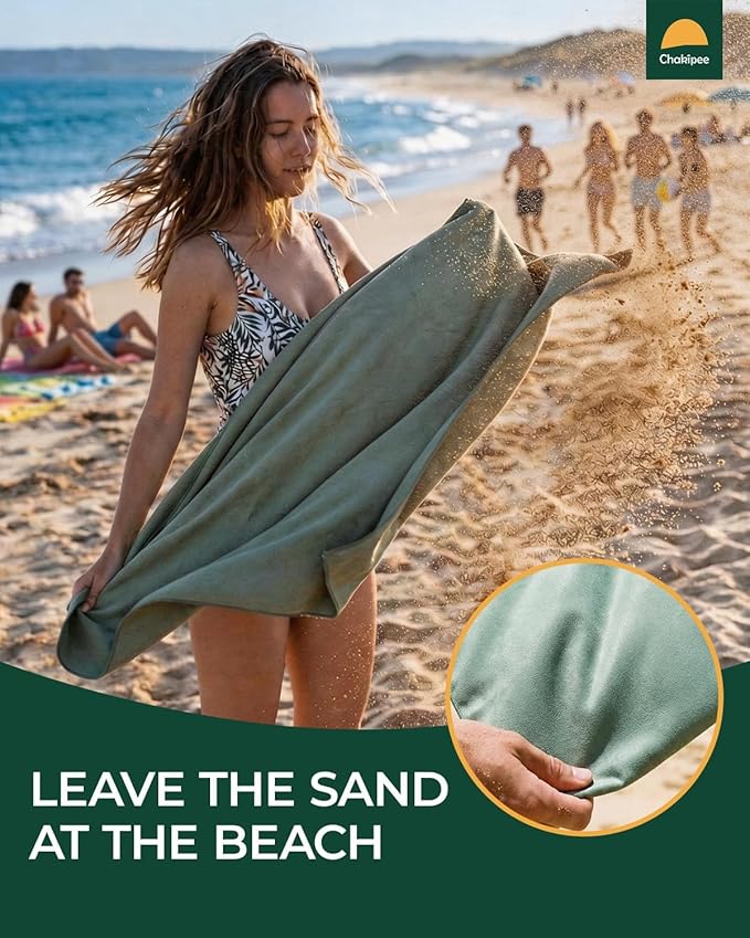 Quick Dry Microfiber Towel Travel, Beach & Camping Towels. Fast Drying, Super Absorbent & Ultra Compact for Travel, Bath, Gym, Swimming, 1 Pack, 48''x24'' Army Green