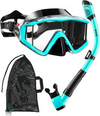 Aegend Snorkeling Gear for Adults Youth Kids, Snorkel Mask with Top Dry Valve - Panoramic View Anti-Leak and Anti-Fog with Mesh Bag for Snorkeling, Scuba Diving, Freediving & Swimming