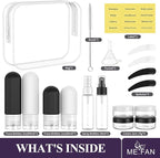 ME.FAN 18 Pack Travel Bottles for Toiletries, TSA Approved Silicone Portable Size Bottle, Refillable Cosmetic Container Kits for Conditioner, Shampoo, Lotion,Face Cream - Black/White