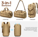 Gym Bag for Men and Women with Shoe & Laptop Compartment, 3-in-1 Sports Travel Duffel Bag Anti-Theft Weekender Carry-on Backpack for Airplane & Workout, Overnight Travel Bag, 35L, Khaki, Medium