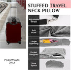 Stuffable Travel Pillow, Stuffable Neck Pillow for Travel, Neck Pillow Stuffed with Clothes Storage - No Extra Baggage Fees, Fits 5+ Days of Travel Essentials, No Filler (Grey-Checkerboard)