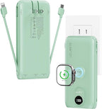 Portable Charger, 10000mAh 22.5W Power Bank Fast Charging with Wall Plug, Built-in Cables, LED Display, Compact Lightweight USB C Travel Battery Pack for iPhone 17/16, Android Cell Phone, Pad, iWatch