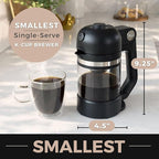 VINCI Micro Café Smallest Single-Serve Glass Coffee Brewer | Compatible with K-Cups, Pods & Ground Coffee | Enclosed & Circle Flow Brewing for Hotter, Richer Flavor | Brews 4oz to 20oz (Black)
