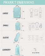 Compression Packing Cubes for Travel, 6-Piece Lightweight Packing Cubes Set for Carry-On Luggage & Backpacks – TRIPPED Travel Gear (Dusty Teal/White)